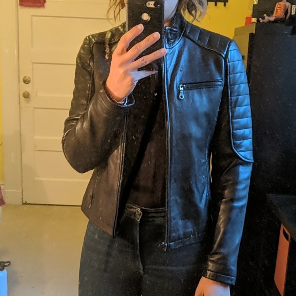 DKNY leather jacket XS